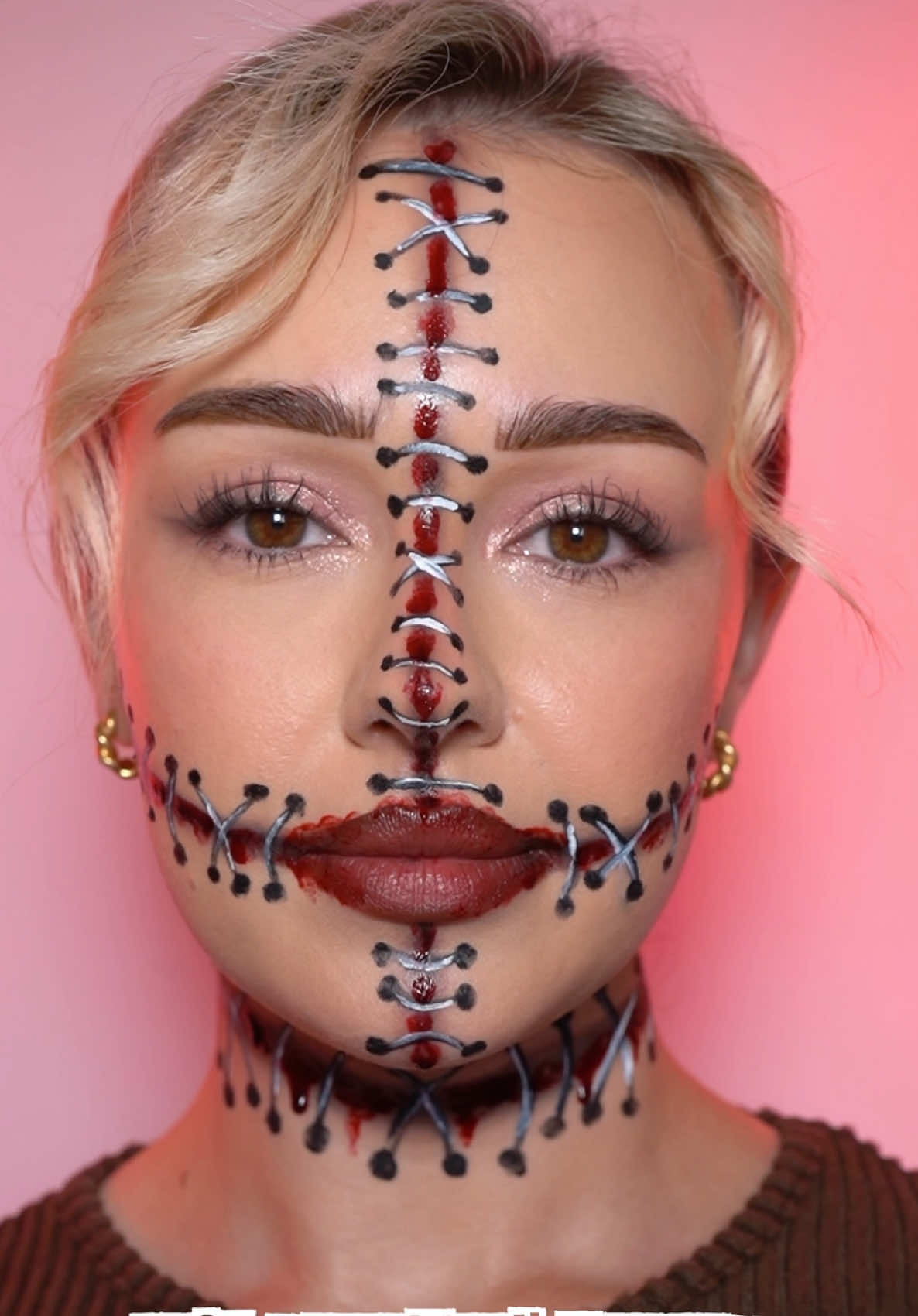 Stitched up 🪡 IB @Tamaozeki #halloweenmakeup #easyhalloweenmakeup #makeuphacks 