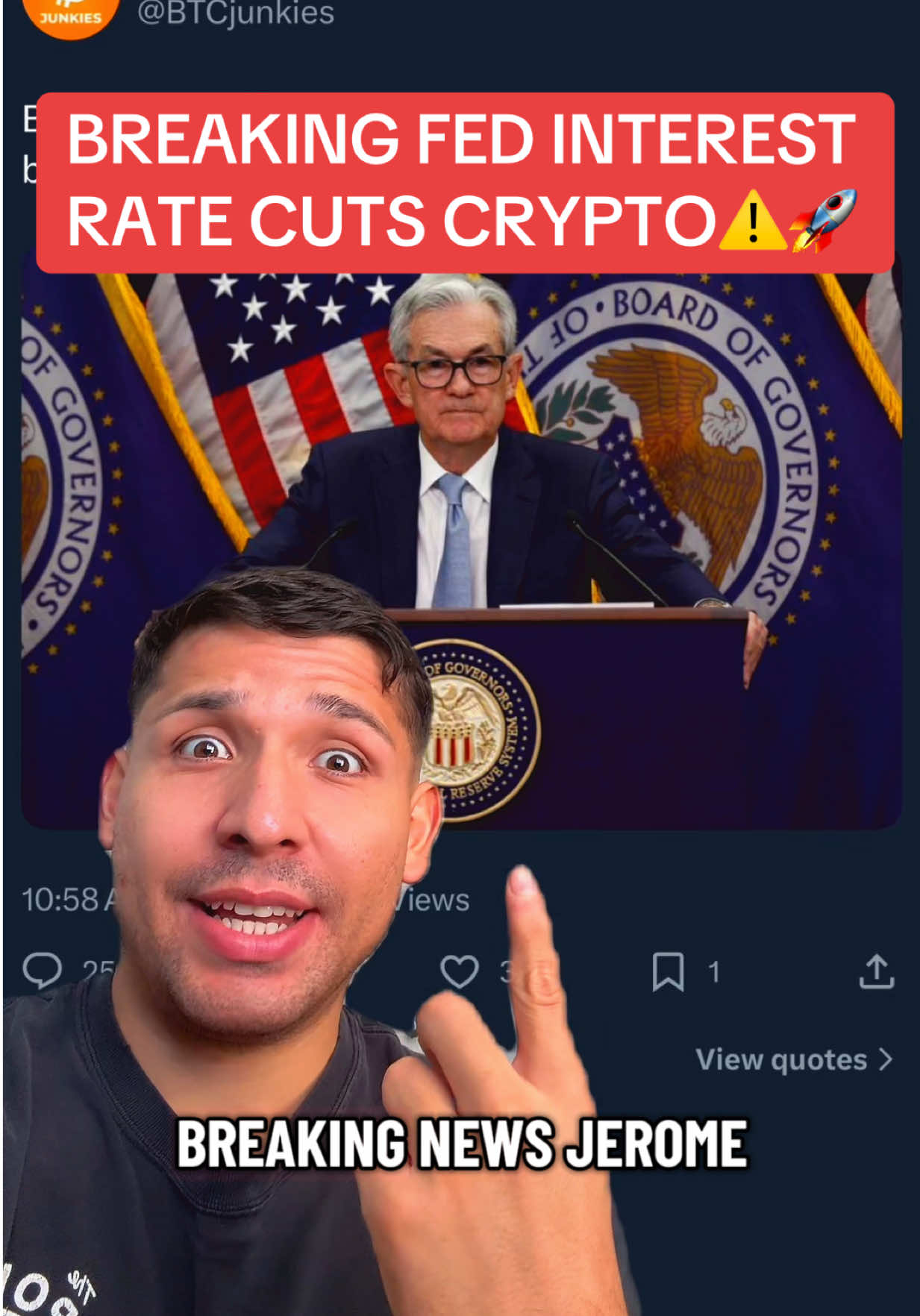 Jerome Powell and the Federal Reserve make their decisions on interest rates today! Breaking, in less than 24 hours Trump will meet with the President of China to discuss a US China deal, mega bullish crypto investors! #trump #crypto #interestrates #economy #fyp 