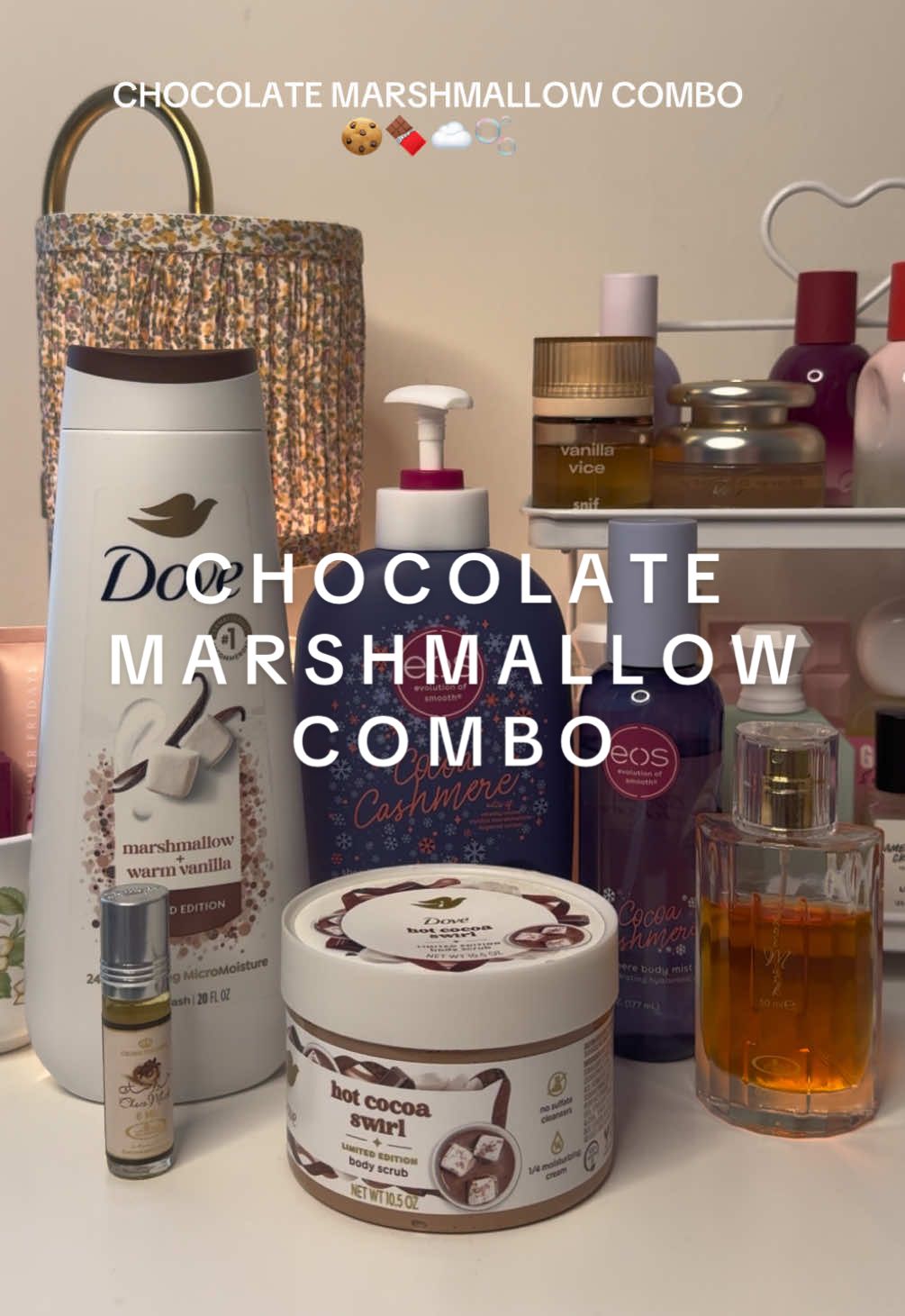 I cannot get enough of Cocoa Cashmere by eos 😍 I need to stock up ASAPPPP  #scentcombo#perfume#perfumetok#gourmand#gourmandperfume#perfumecollection#perfumetiktok#chocomusk#chocolateperfume#dove#bodyscrub#marshmallow#eos#eoslotion#cocoacashmere#bodymist#eosbodymist 