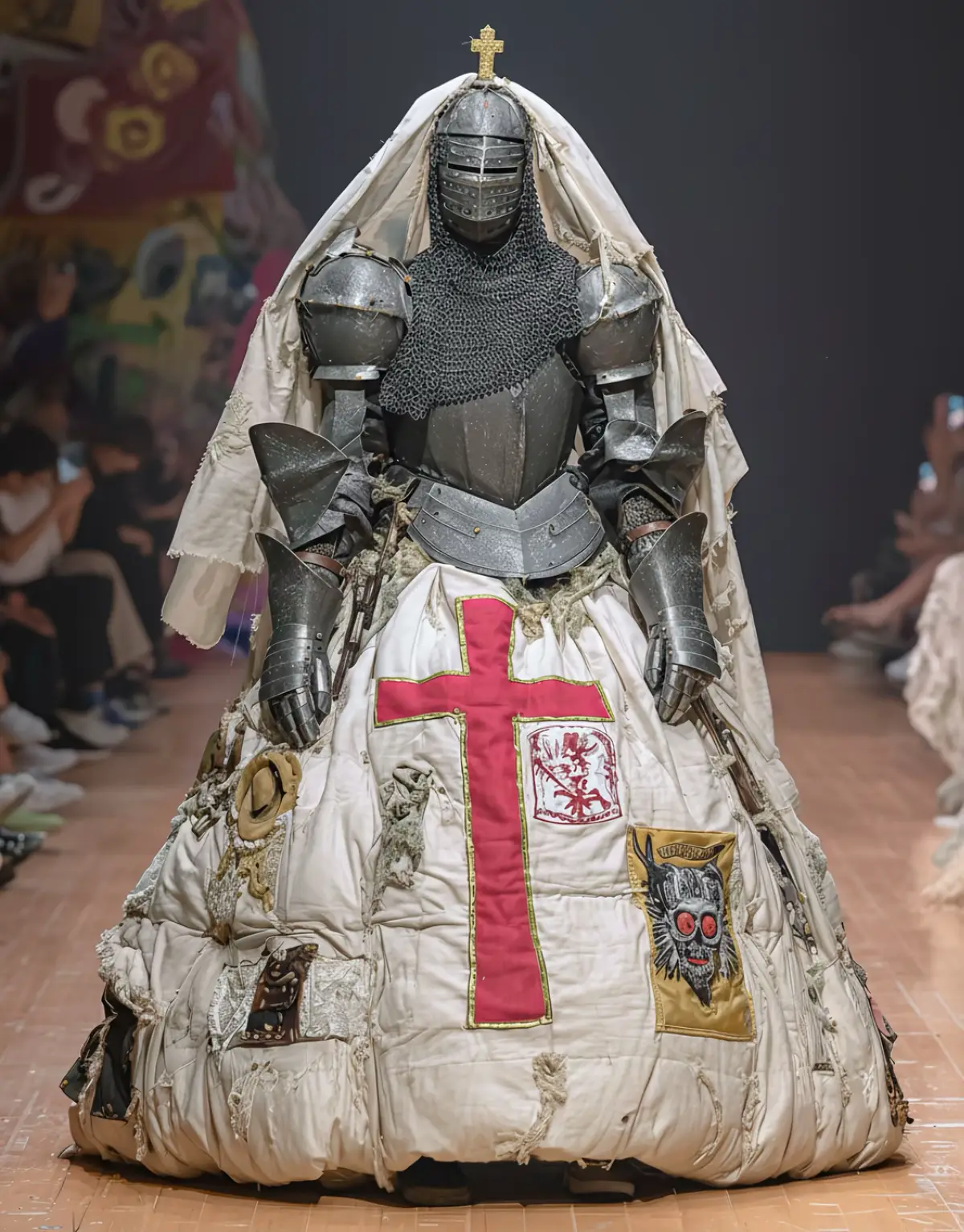 Zbroja i obszerna suknia? Outfit idealny. Te połączenie nigdy nie zawodzi, zawsze wygląda zaskakująco dobrze! Entuzjaści tego okresu historycznego powinni być zadowoleni. Podziel się swoją opinią w komentarzu. ⚔️#modelpose #humanwalk #Runway #fashionweek #runwaywalk 