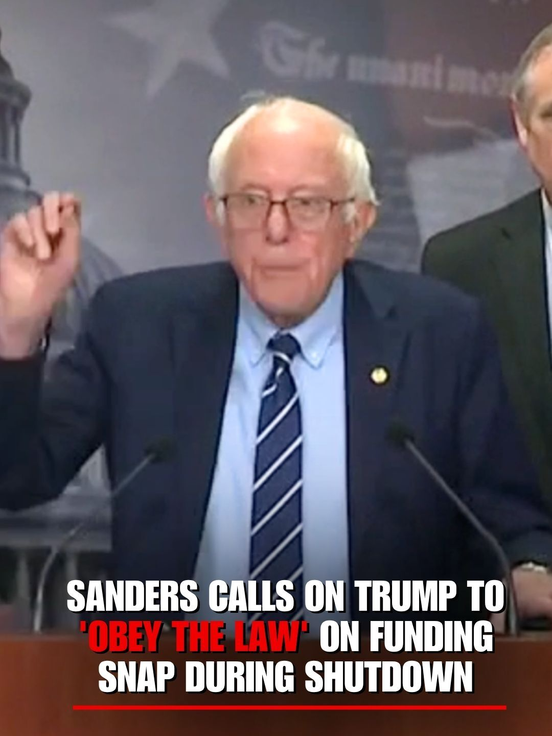 “We are here today to send a very loud and a very clear message to President Trump, obey the law.” Sen. Bernie Sanders urges President Trump to release emergency SNAP funds to ensure families and children across America don’t go hungry.