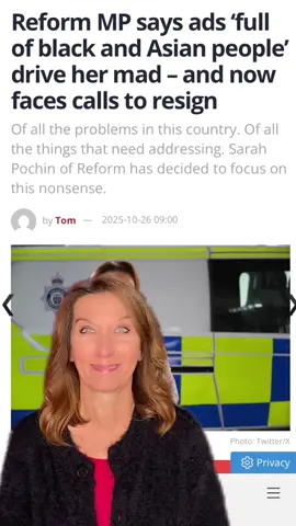 Has Sarah Pochin resigned yet?! #reform #uk #racism #satire #adverts 
