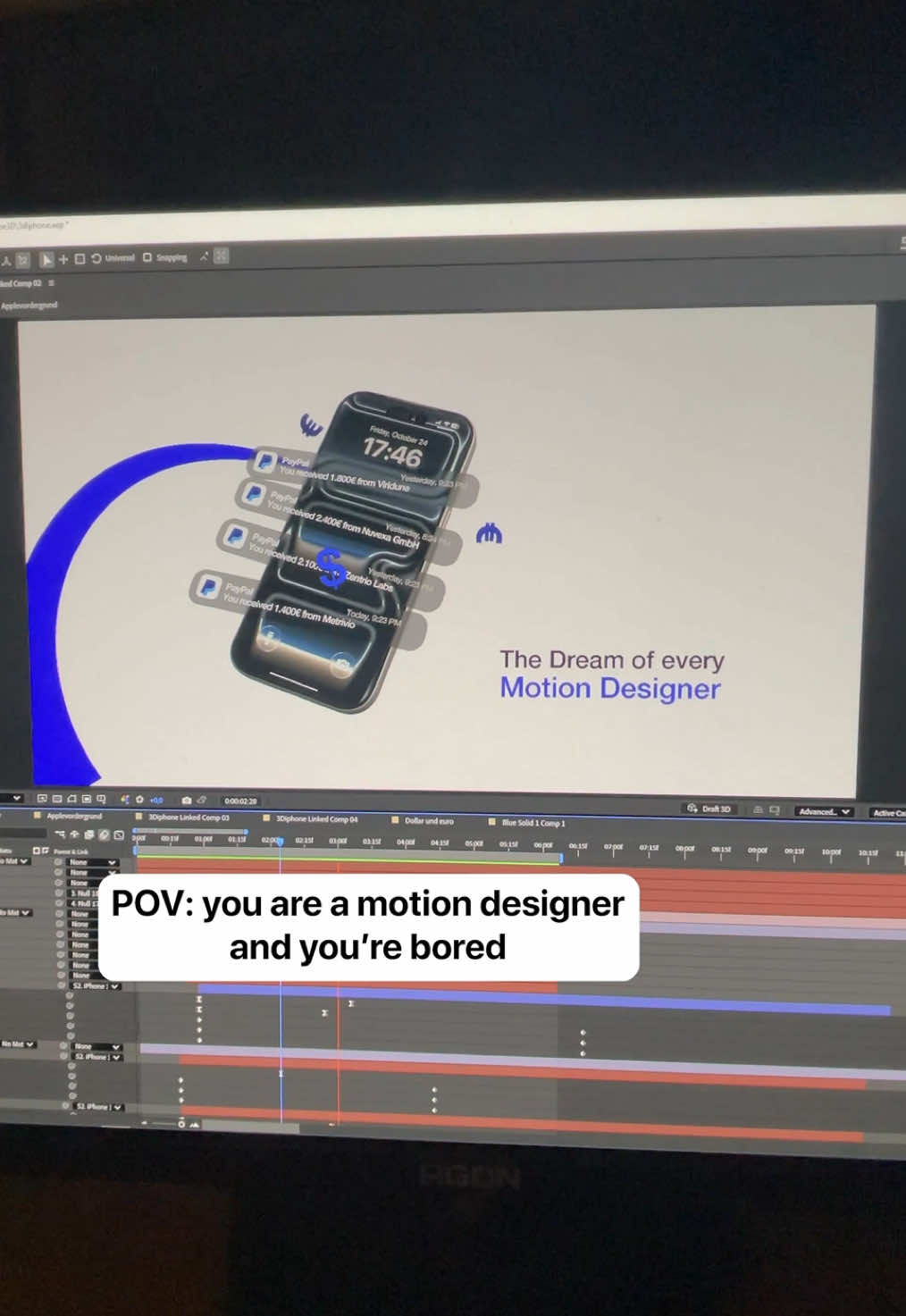 Motion Designer: Dream vs Reality #motiondesign #motiongraphics #aftereffects #animation 
