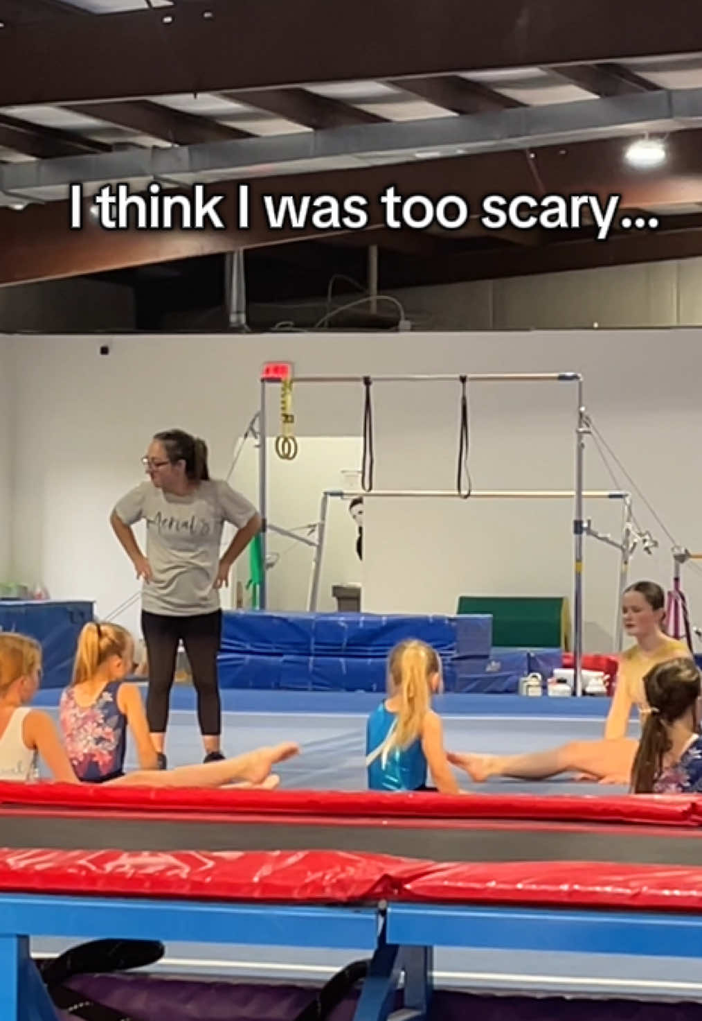 I might have been a little too creepy for these gymnasts #gymnasticspractice #gymnasticscoach #halloweenparty 