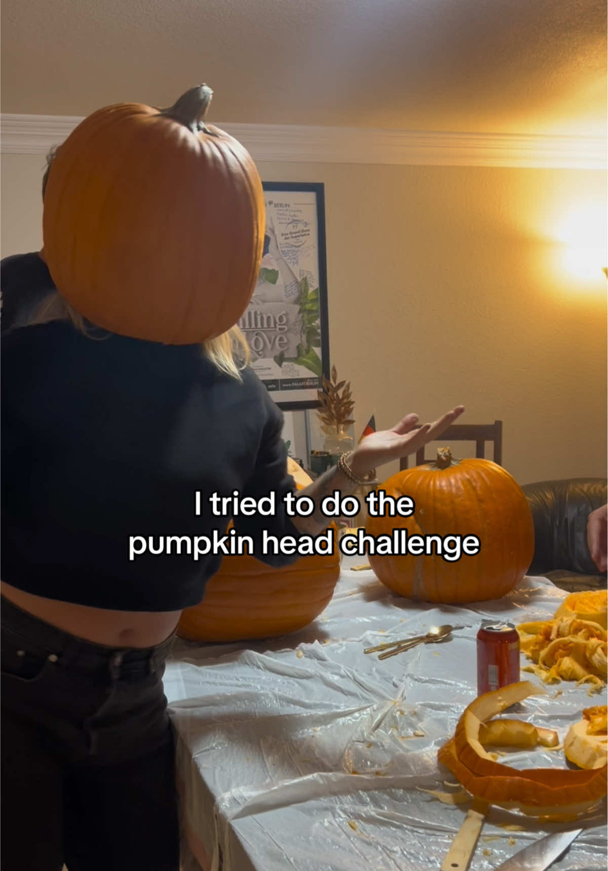 Trampolines and pumpkins do not mix 👻 That head is heavvvvy 🎃 #pumpkinhead 