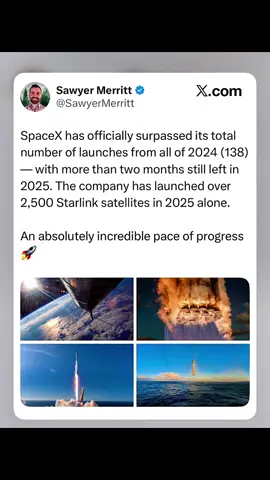 SpaceX is now launching roughly the same number of satellites in a year as the number of operational non-SpaceX satellites in orbit cumulatively #elonmusk #california #chicago #newyorkcity 