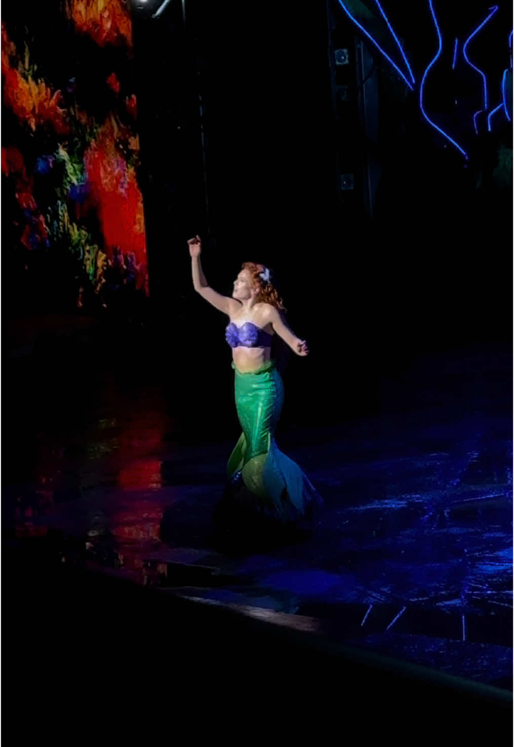 I used to sing this song in the pool as a little girl. Now all these years later I got to sing it on this stage…. And all while rolling around on an air wheel?! Haha. Gosh am I lucky 🧜‍♀️ @Tuacahn Center for the Arts #littlemermaid #ariel #partofyourworld #musicaltheatre #theatre #musical #fyp 