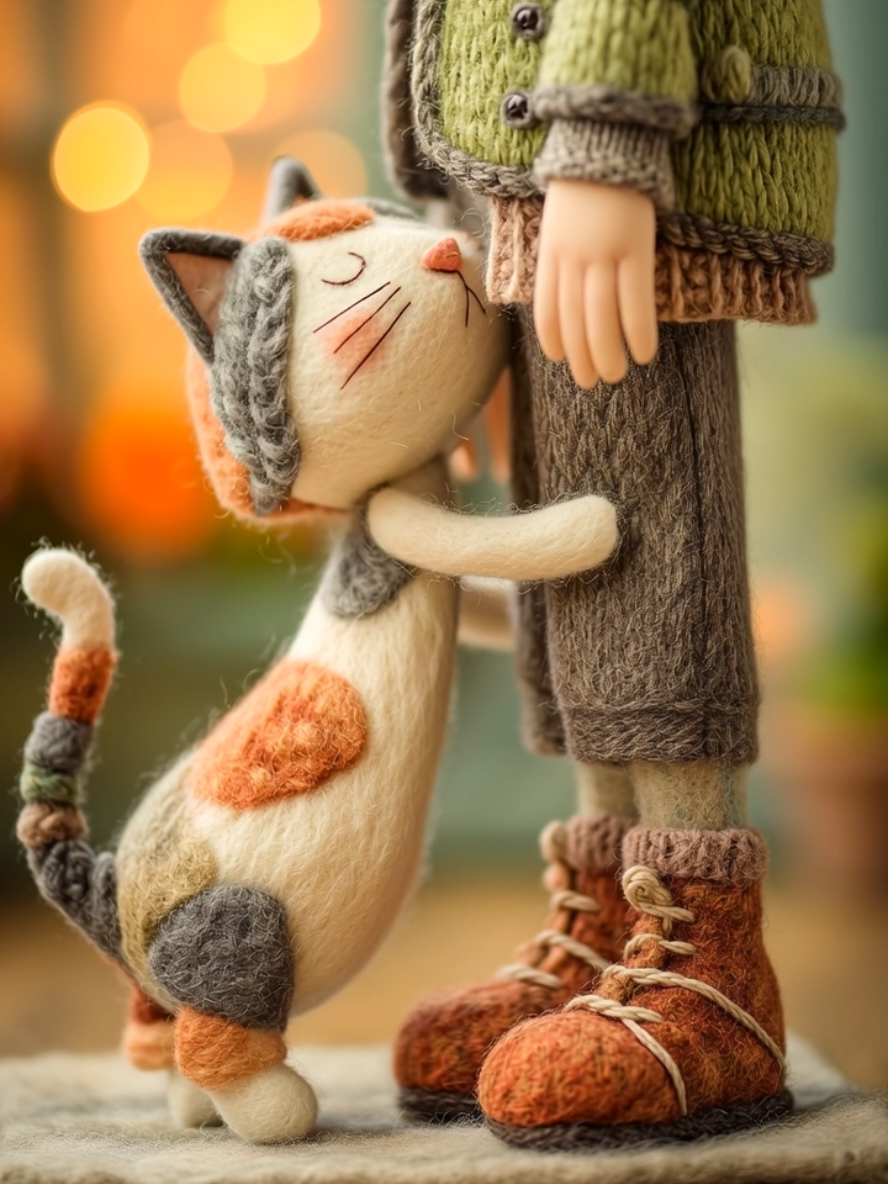 CUANDO SOLO QUIEREN UN POCO DE CARIÑO. °•imaginarIA•° #catsoftiktok #gatos #textile #midjourney #pets 