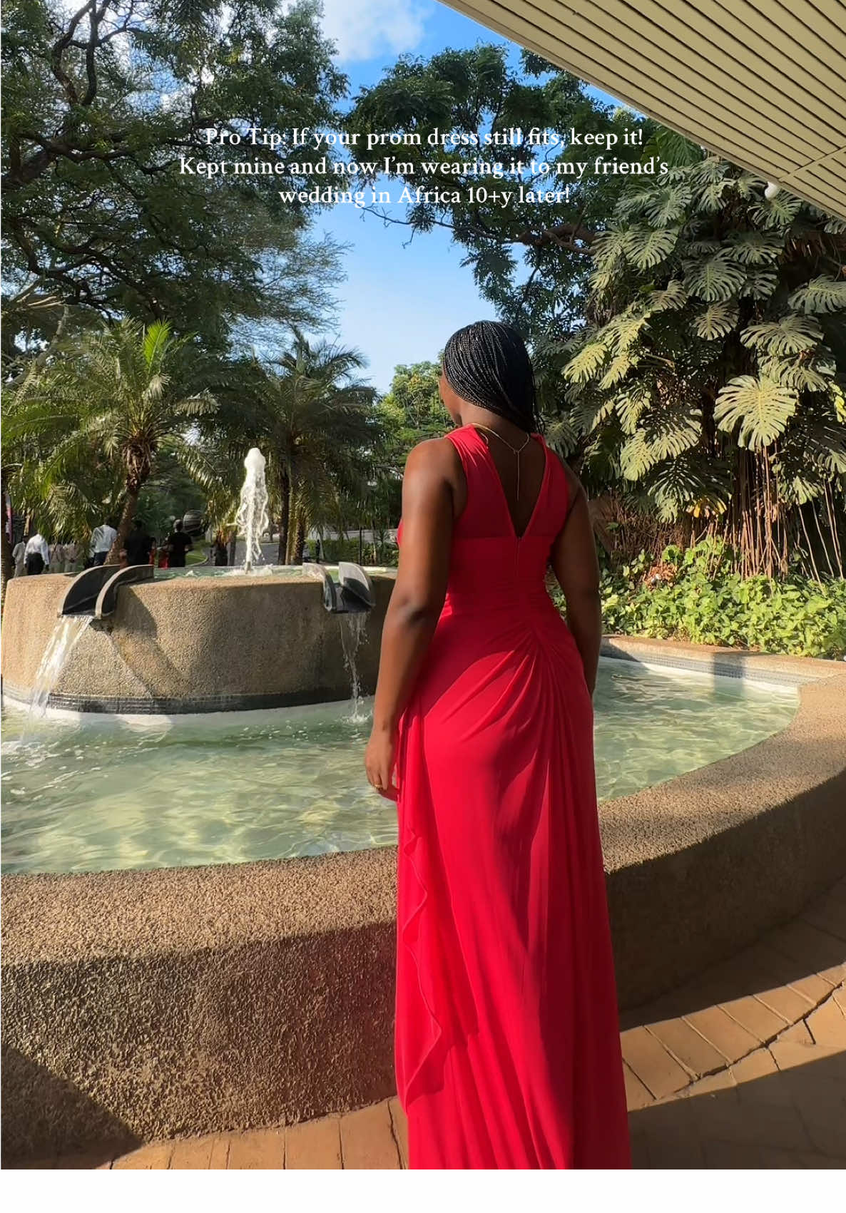 Wedding Guest Dress >>> Prom Dress  Not the dress I originally planned to wear but thank you @Davids Bridal Shop for this prom dress that is still a banger 10+ years later!  Anyone else grow to a certain size in high school and had the same body ever since? 😂 And that’s not for lack of trying… #weddingguestdress #weddingguest #promdress #formaldress #africanwedding 