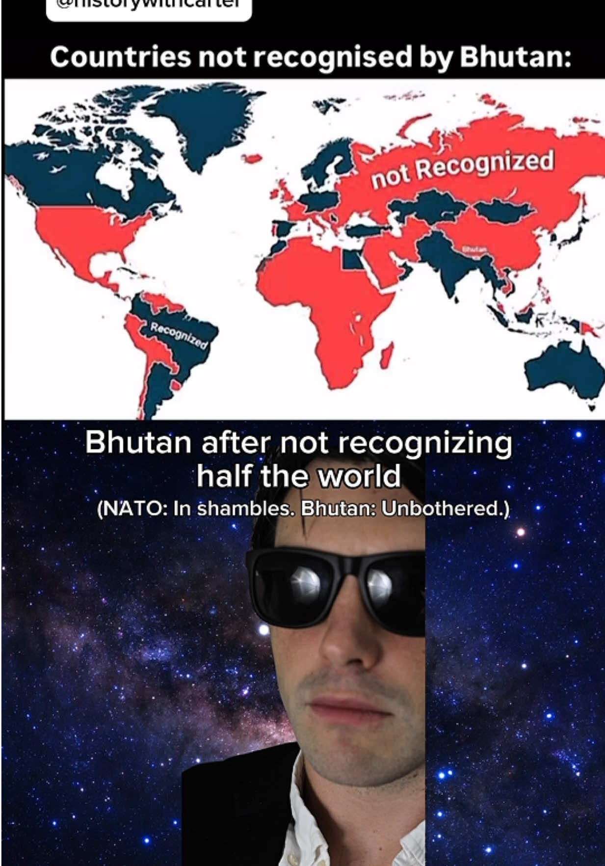 Bhutan plays chess while the world plays checkers. Bhutan’s foreign policy is one of the strangest and funniest in the modern world. It is a country that genuinely decided peace and privacy were better than popularity. Wedged between two giants, India and China, Bhutan has survived by mastering the ancient art of not getting involved. It only formally recognizes about 50 countries out of nearly 200, and for decades it had no diplomatic relations with anyone except India. It joined the United Nations in 1971, but even that felt like a reluctant move, as if someone had dragged a monk into a nightclub. The reason is not arrogance or hostility, it is strategy and culture. Bhutan has always feared that too much global contact would erode its traditions and independence. So instead of opening dozens of embassies, it built a handful and called it a day. Most foreign leaders have never even visited. The United States, Russia, the United Kingdom, and China all have no official diplomatic ties with Bhutan. Even China, which shares a border and keeps trying to negotiate, still cannot get Bhutan to open an embassy. Bhutan just sends quiet representatives to New Delhi and handles almost everything through India. This minimalism extends to everything. There is no McDonald’s, no Starbucks, no traffic lights in the capital, and barely any advertising. Bhutan measures progress not in GDP but in “Gross National Happiness,” which sums up the entire philosophy. The country’s diplomats rarely make headlines, mostly because they are too polite to start fights. The foreign ministry’s greatest achievement might be that no one is mad at them. So while the rest of the world scrambles for influence and recognition, Bhutan has mastered something far harder: calm irrelevance. It has no enemies, barely any alliances, and a national mood that could best be described as content detachment. In a chaotic century, Bhutan’s foreign policy might be the ultimate flex: staying small, staying happy, and staying out of everyone’s business. #bhutan #geopolitics #History 