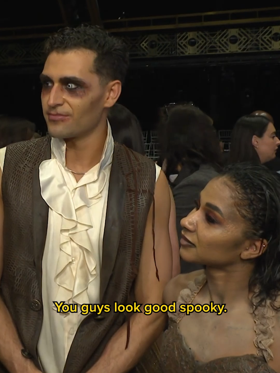 Jordan Chiles and Ezra Sosa are proving that the ‘DWTS’ couple who wears creepy contacts together, stays together. 😎👀 #dwts #janravnik #jordanchiles #ezrasosa