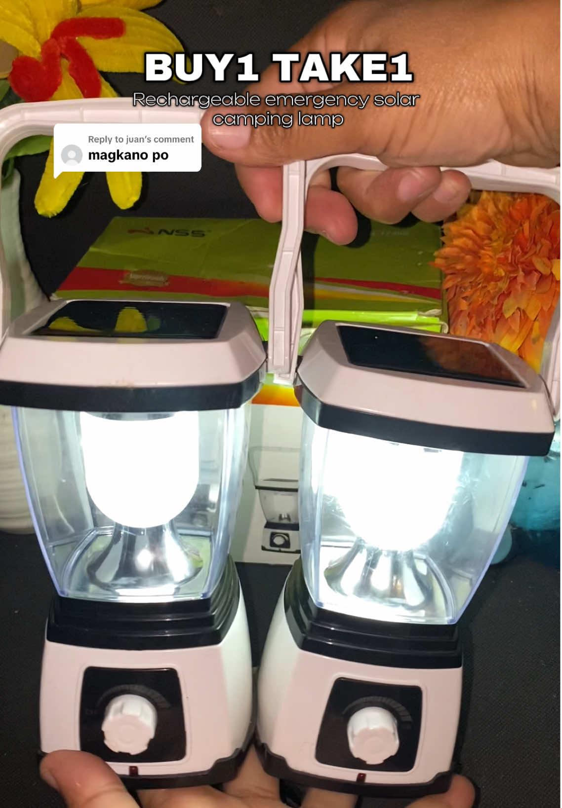 Replying to @juan buy1 take1 #rechargeablesolarlamp #campinglamp #emergencylight #solar #buy1take1 