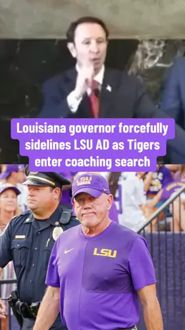 Louisiana governor Jeff Landry claims LSU athletic director Scott Woodward won't be selecting the school's next football coach after firing Brian Kelly. #lsu #cfb #briankelly 