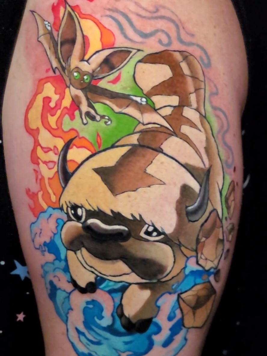 Super happy with this tattoo!! 💖💖💖 #orlandotattooartist #colortattoo #glittertattooartist #orlandoflorida #avatarthelastairbender 