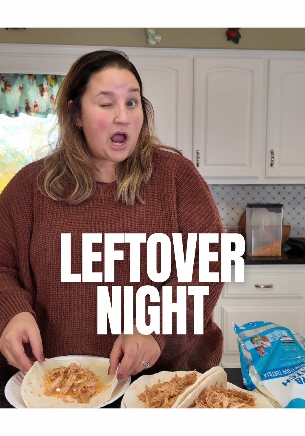 Tonight we are having leftovers from “enchilada” night which I fully acknowledge aren’t authentic… this is Jessica’s house after all. #leftoversfordinner #chickentacos #chickenenchiladas #notauthentictotallydelicious #leftovers