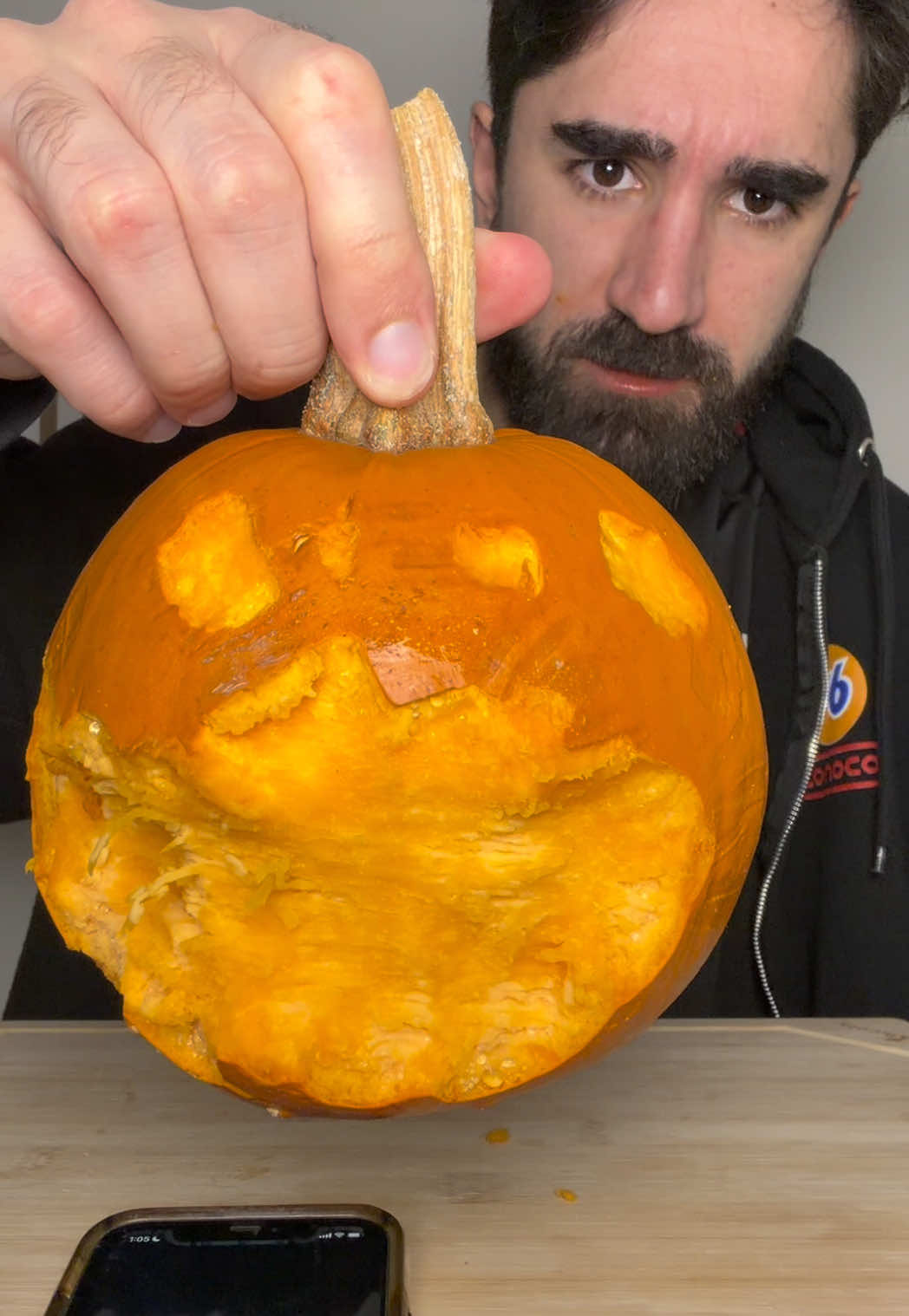 1 raw pumpkin. No water. So spooky. 🎃 #RawPumpkinChallenge #BoofTheDevourer #HalloweenChallenge #BoofOrDie #ExtremeEating