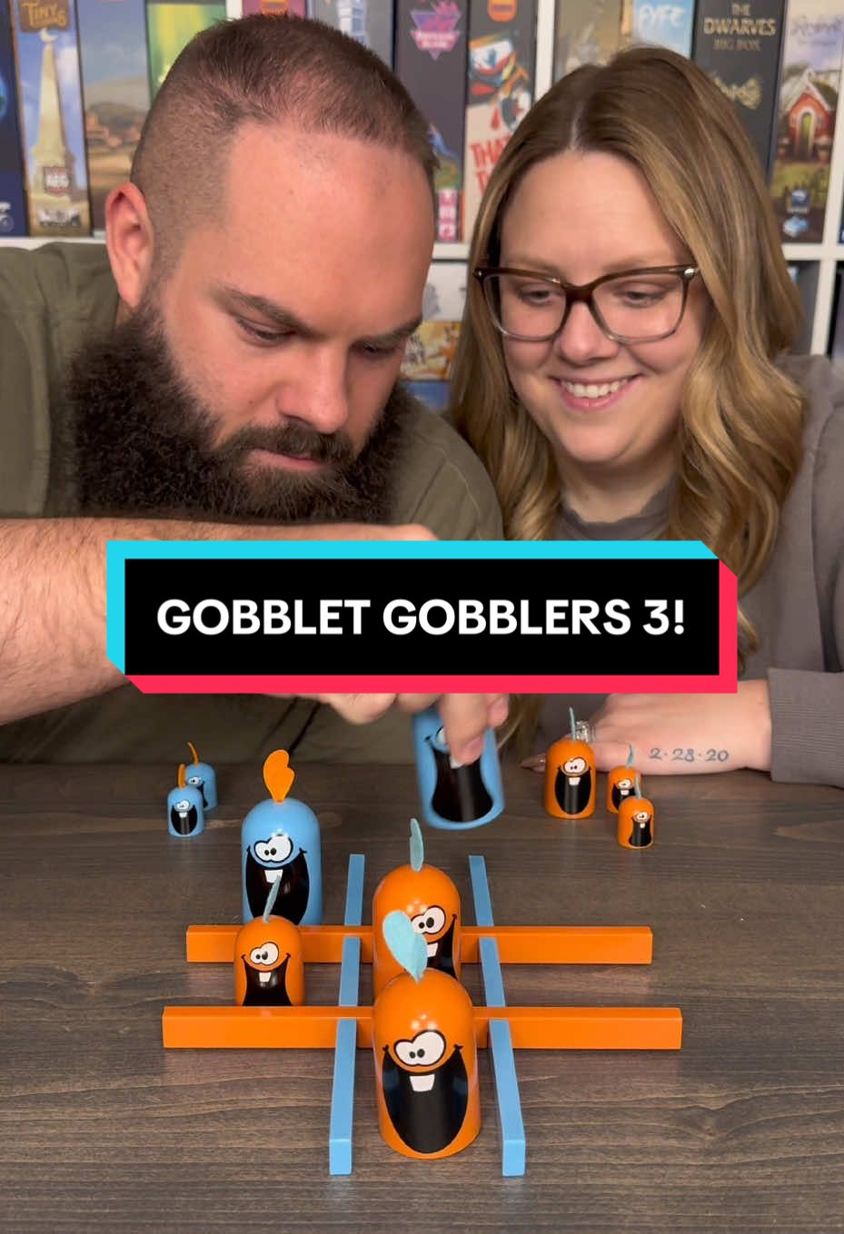 Come Play Gobblet Gobblers With Us! #boardgames #GameNight #couple #fun #blueorangegamespartner @BlueOrangeGames 