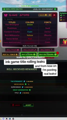 new title rolling leaks #inkgame #roblox #inkgames #inkgameleaks #robloxfyp @Fem 