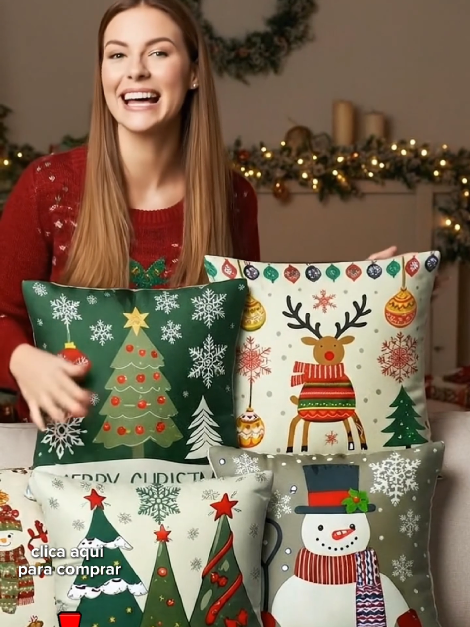 🎅🎁 Kit 4 Capas de Almofada Natalinas – Tema Noite Feliz 🌟✨. #almofadas #decoracao #natal #natalina 
