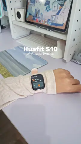 smartwach pink cantikk, bisa ganti strap silver jugaa buat look lebih formal 🫶🏻✨ #smartwatch #huafit #jamtangan #sportwatch 