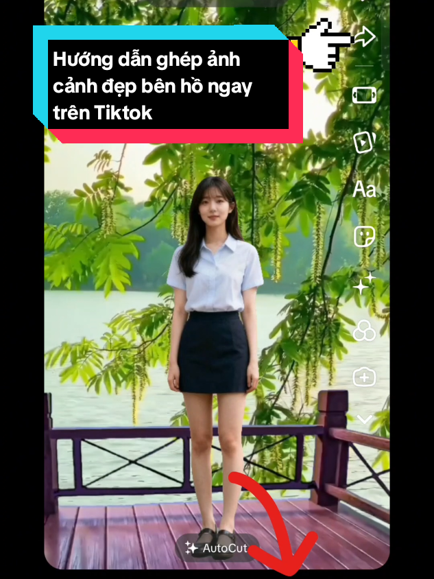 Hướng dẫn ghép ảnh cảnh đẹp bên hồ ngay trên Tiktok #xuhuong #tutorial #ghepanh #canhdep #edit 