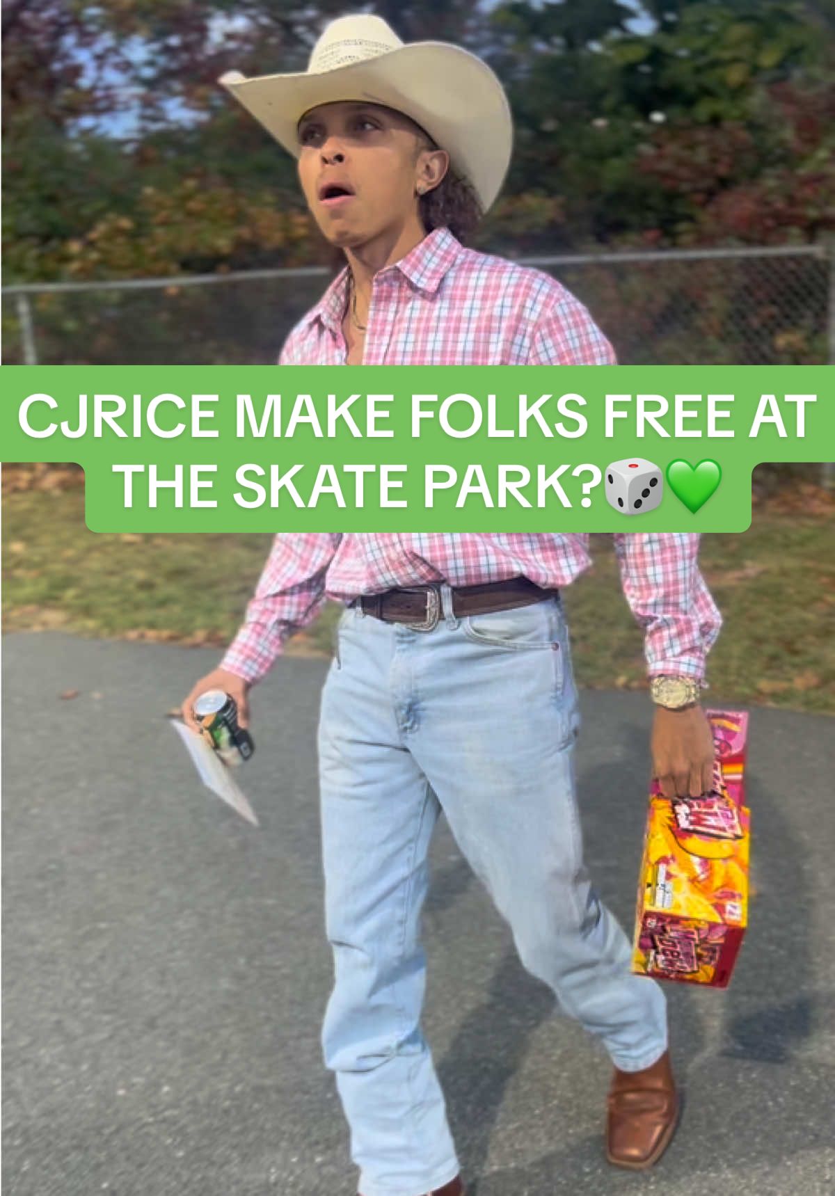 CJRICE RAN INTO A SKATE PARK AND WANT TO MAKE FOLKS FREE WITH THIS 2026  DIRTY @Mountain Dew  . . . . . . . . . . #cjrice #cjricerolldadice🎲🎲 #greenfolk🎲💚 #freefolk🎲💚 #explore #explorepage✨ #dewboy #moutaindew #dirtymoutaindew #fyp #usa🇺🇸 #trending #trendingreels #skateparks 