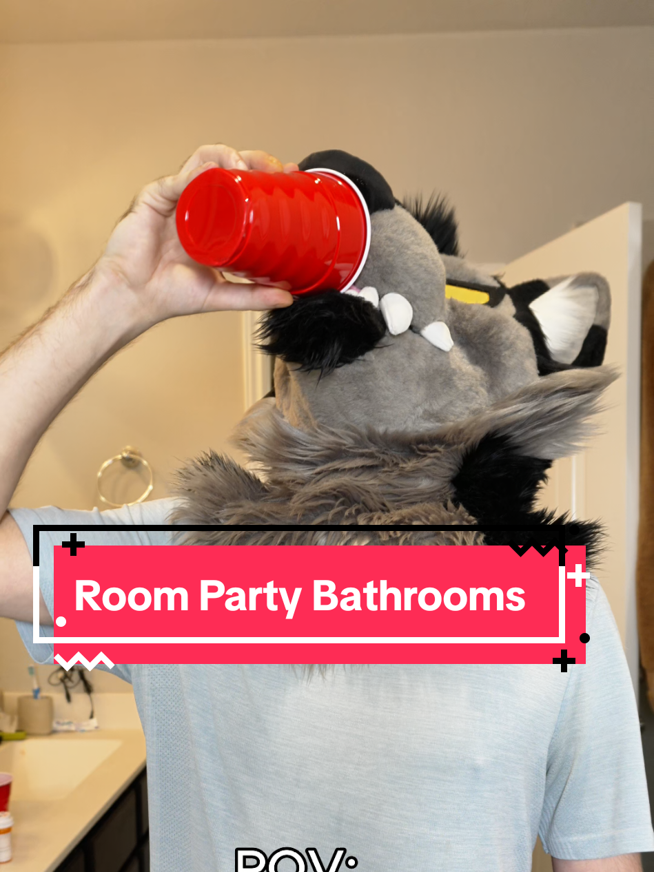 Average room party bathroom experience. I heard there were free refills ❤️. #furry #furryfandom #fursuit #fursuiter #furryconvention 