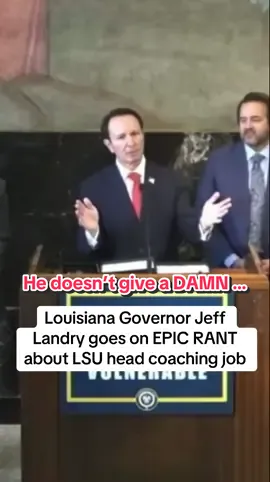 This is the most Louisiana shit of all time. Pure GOLD from Jeff Landry 😂😂 (video via @Matt Moscona) #sec #secfootball #CollegeFootball #lsu #geauxtigers
