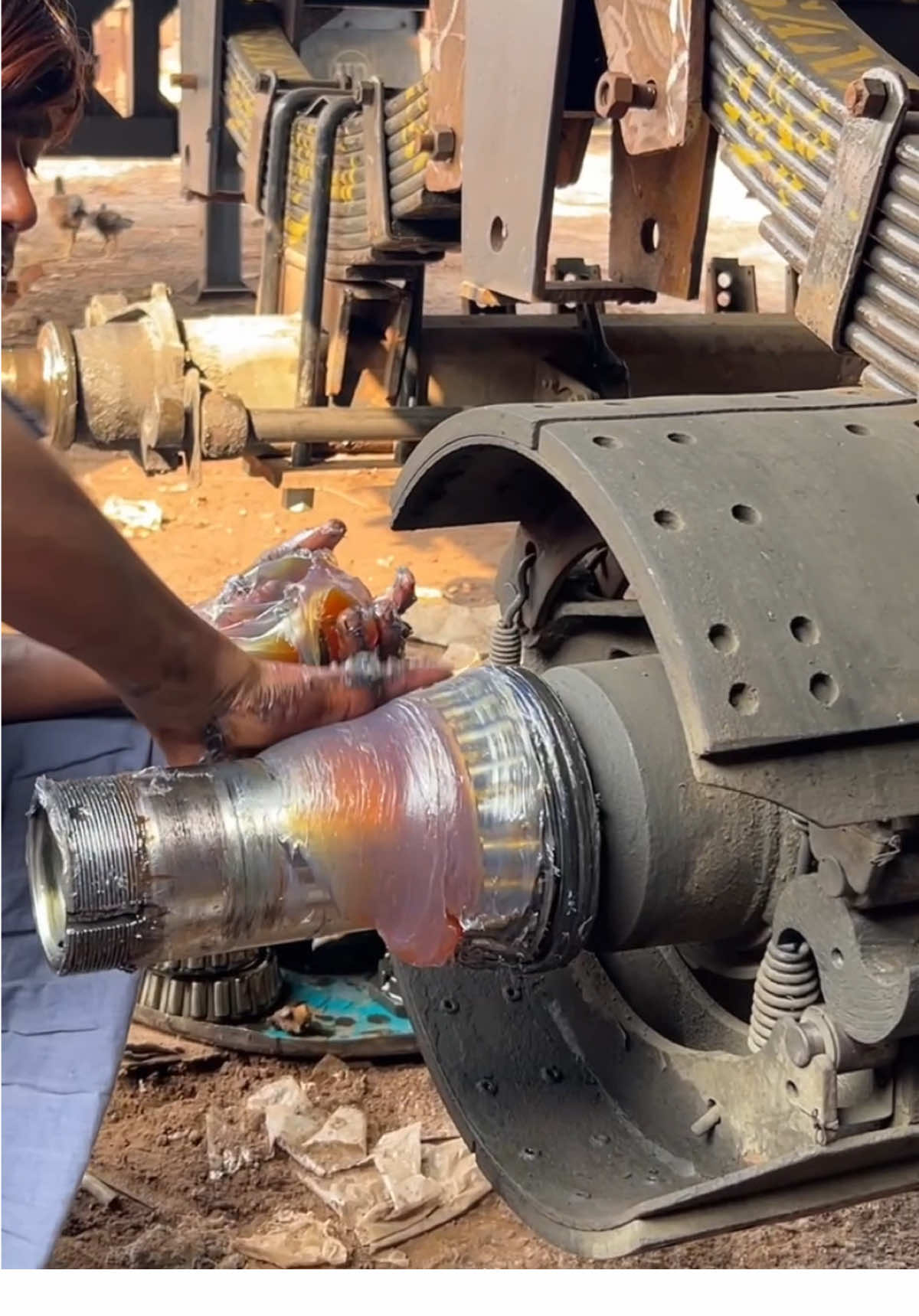 #CapCut truck wheels greasing 