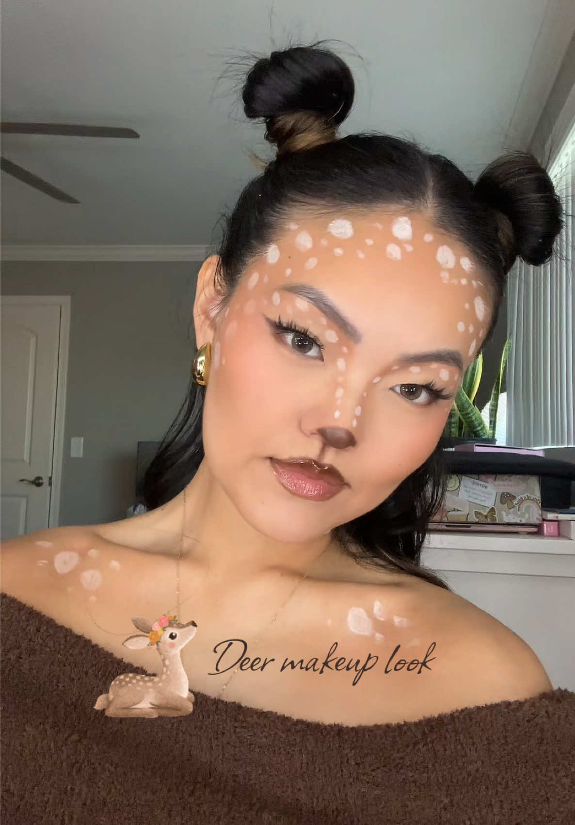 Oh deer! Need a last min Halloween look? 🤎🦌 #halloweencostume #deermakeup #costumeideas #lastminutehalloweencostumes #halloweenmakeuplook 