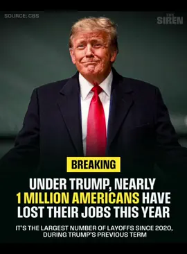 📉 BREAKING: Nearly 1 Million Jobs Lost Under Trump This Year 📉 This isn’t just a headline—it’s a warning. Under Trump’s leadership, the U.S. has seen the largest wave of layoffs since the pandemic. That’s 1 million Americans out of work in just one year. Families are struggling, businesses are shrinking, and consumer spending is plummeting. 💸 Economic Cost? • Billions in lost wages • Reduced tax revenue for schools, infrastructure, and healthcare • Spike in unemployment benefits draining public resources • Lower consumer confidence, slowing growth across every sector This isn’t just politics—it’s your paycheck, your community, your future. #TrumpEconomy #JobLossCrisis #EconomicReality #LeadershipMatters #Layoffs2025