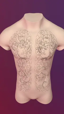 Mẫu Khung Full Ngực Nhật Cổ Tứ Trụ ✍🏻 Các nhân vật hình xăm thể loại nhật bản được kết hợp đồng nhất. 🏔️ #hinhxamthietke #nhatco #samuraitattoo #okame #hyottoko 