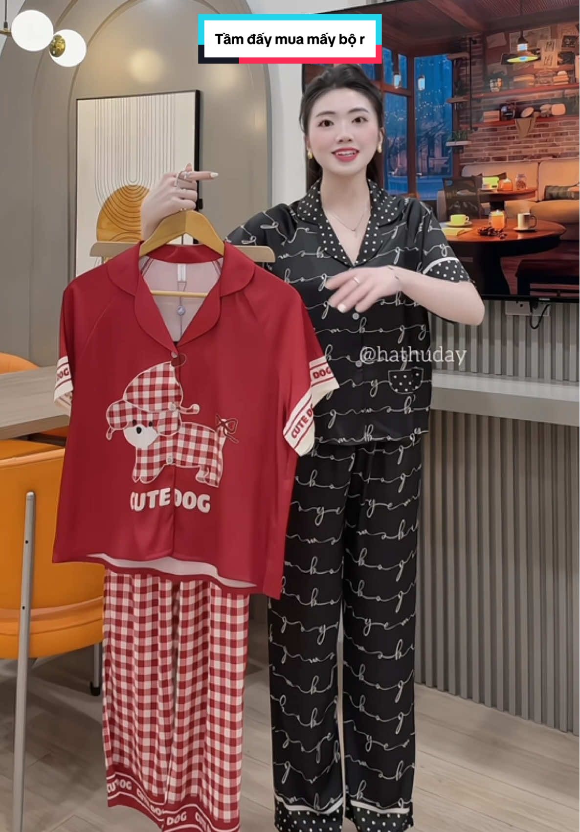 Pijama áo dáng lửng quần lụa latin🥰🥰 #thoitrangnu #domacnha 