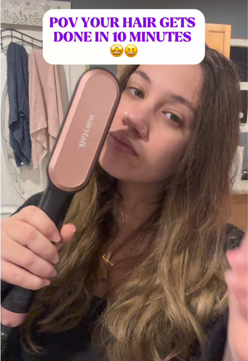 I’ve been using this brush like everyday 😍😍I love how it gets my hair done within minutes as a new mom you never have time to do your hair so it’s so convenient @wavytalkofficial  #wavytalk #wavyhair #hairtok #hairtutorial #tiktokmademebuyit 