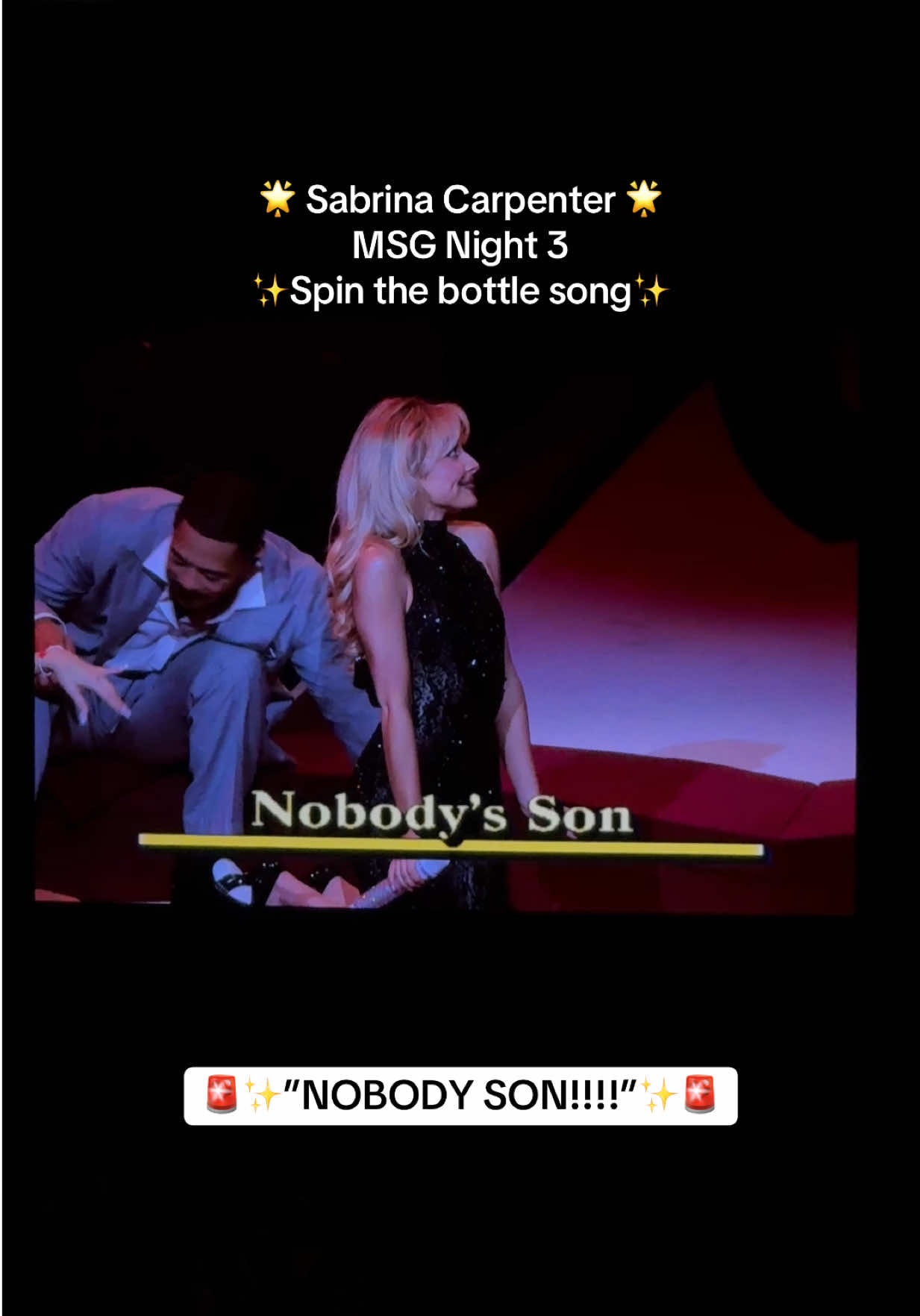Can’t believe @Sabrina Carpenter did NOBODYS SON!! For night 3 at msg spin the bottle!! ✨🌟 #sabrinacarpenter #sabrinacarpenterconcert 