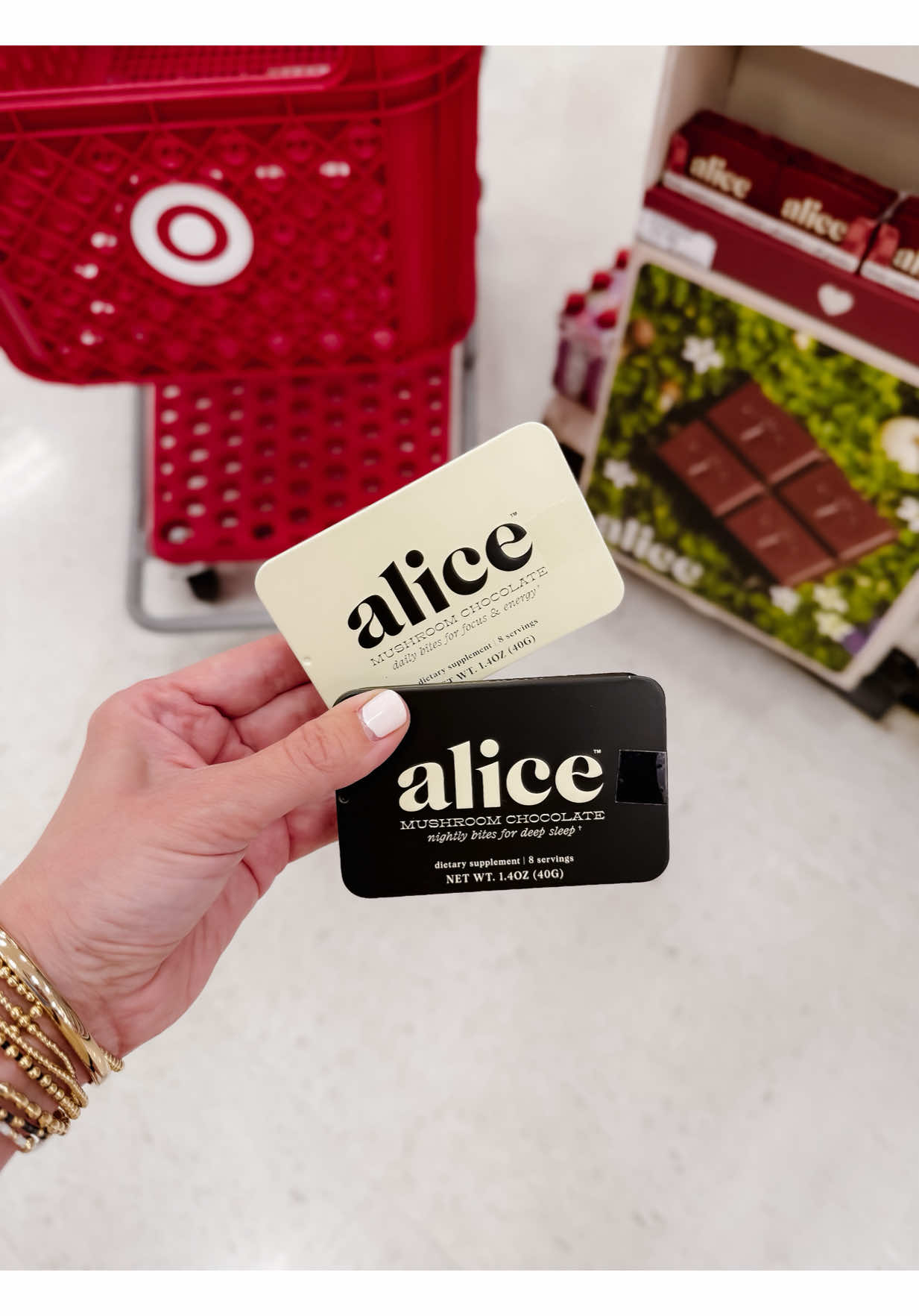 Did you catch that?! CHOCOLATE 🍫, SLEEP 💤 and more ENERGY 🥳👏🏻  Alice daily chocolate supplements knew what we needed and formulated supplements that are both effective and delicious! #alicemushroomspartner They have one called Nightcap which supports your ability to relax and ease into sleep. Then there is Brainstorm that will help with your afternoon slump and increase your mental clarity. All you do is take one square daily for both short- and long-term benefits. So on your next Target run make sure to look for them or you can find @alice mushrooms on Target.com 🎯🍄 #target #targetfinds #targetmusthaves 