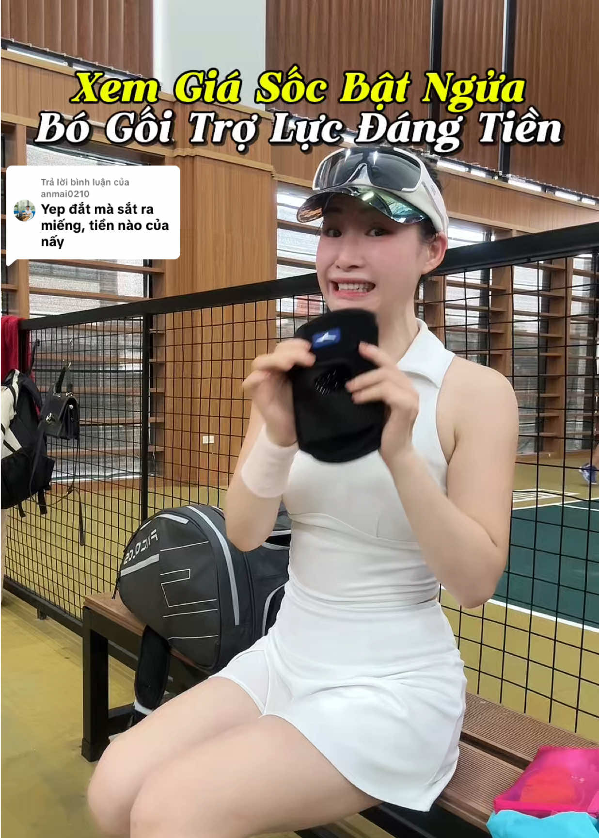 Trả lời @anmai0210 Ban đầu xem giá bó gối này cũng giật mình vì giá, nhưng dùng rồi thấy quá xứng đáng, tiền nào của nấy, đeo vào gối được trợ lực dùng đỡ đau hẳn luôn #entinhte #pickleball #mizuno #bogoithethao #phukienthethao 