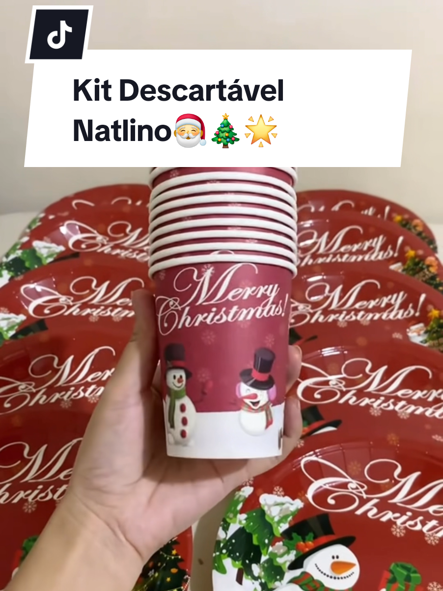 Kit de Copos Pratos e Talheres Natalinos🎄🎅 Comenta NATAL para Receber o Link 👌 #acheinashopee #natal #decoracaonatalina #mesapostanatalina 