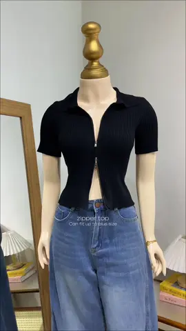 #top #outfit #outfitideas #zippertop #plussize 