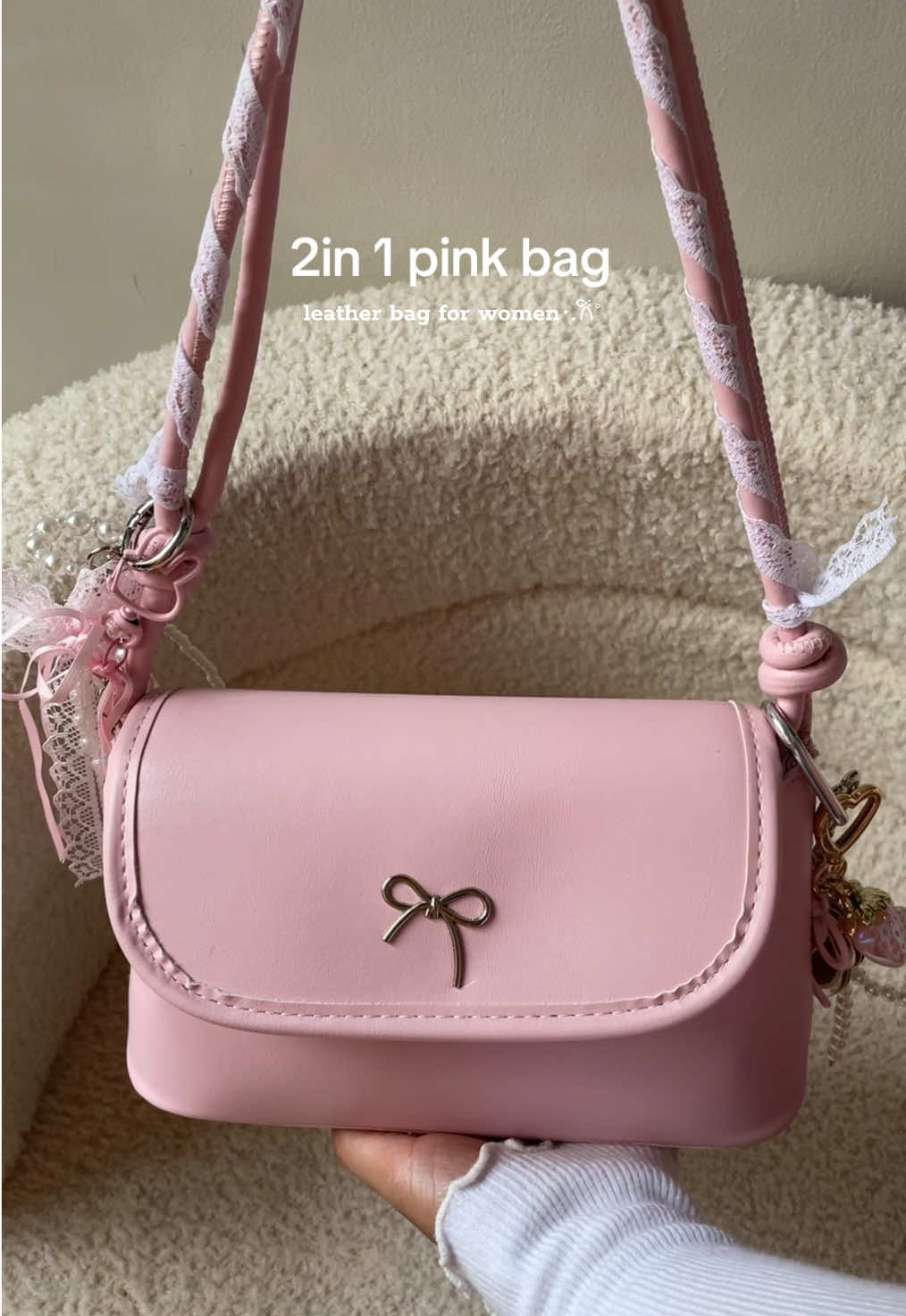 #2in1bag #leatherbag #pinkbag #shoulderbag ##bagreco 