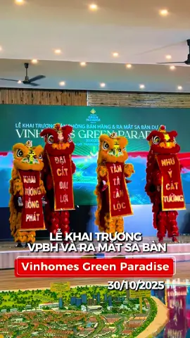 KHAI TRƯƠNG VĂN PHÒNG BÁN HÀNG RA MẮT SA BÀN VINHOMES GREEN PARADISE CẦN GIỜ – Khởi đầu hành trình kiến tạo siêu đô thị ESG++ hàng đầu thế giới – Sáng 30/10/2025, sự kiện Khai trương Văn phòng Bán hàng Vinhomes Green Paradise Cần Giờ sẽ chính thức diễn ra, đánh dấu cột mốc quan trọng mở đầu cho hành trình kiến tạo khu đô thị sinh thái đẳng cấp hàng đầu khu vực. Đây là cơ hội để Quý khách hàng và đối tác trực tiếp trải nghiệm không gian sa bàn, tìm hiểu quy hoạch dự án và đón đầu tiềm năng đầu tư bứt phá của Cần Giờ – Siêu đô thị ESG++ Xanh - Thông Minh - Sinh Thái & Tái Sinh hàng đầu thế giới. ⸻ ⸻ ✨ Trân trọng kính mời Quý Anh/Chị, Quý Đối tác và Quý Đại lý cùng tham dự để chứng kiến khoảnh khắc khởi đầu đáng nhớ, mở ra một chương mới cho biểu tượng sống xanh – Vinhomes Green Paradise Cần Giờ. #VinhomesGreenParadise #CanGio #Vinhomes #KhaiTruongVanPhongBanHang #SongXanhSongThanhCong