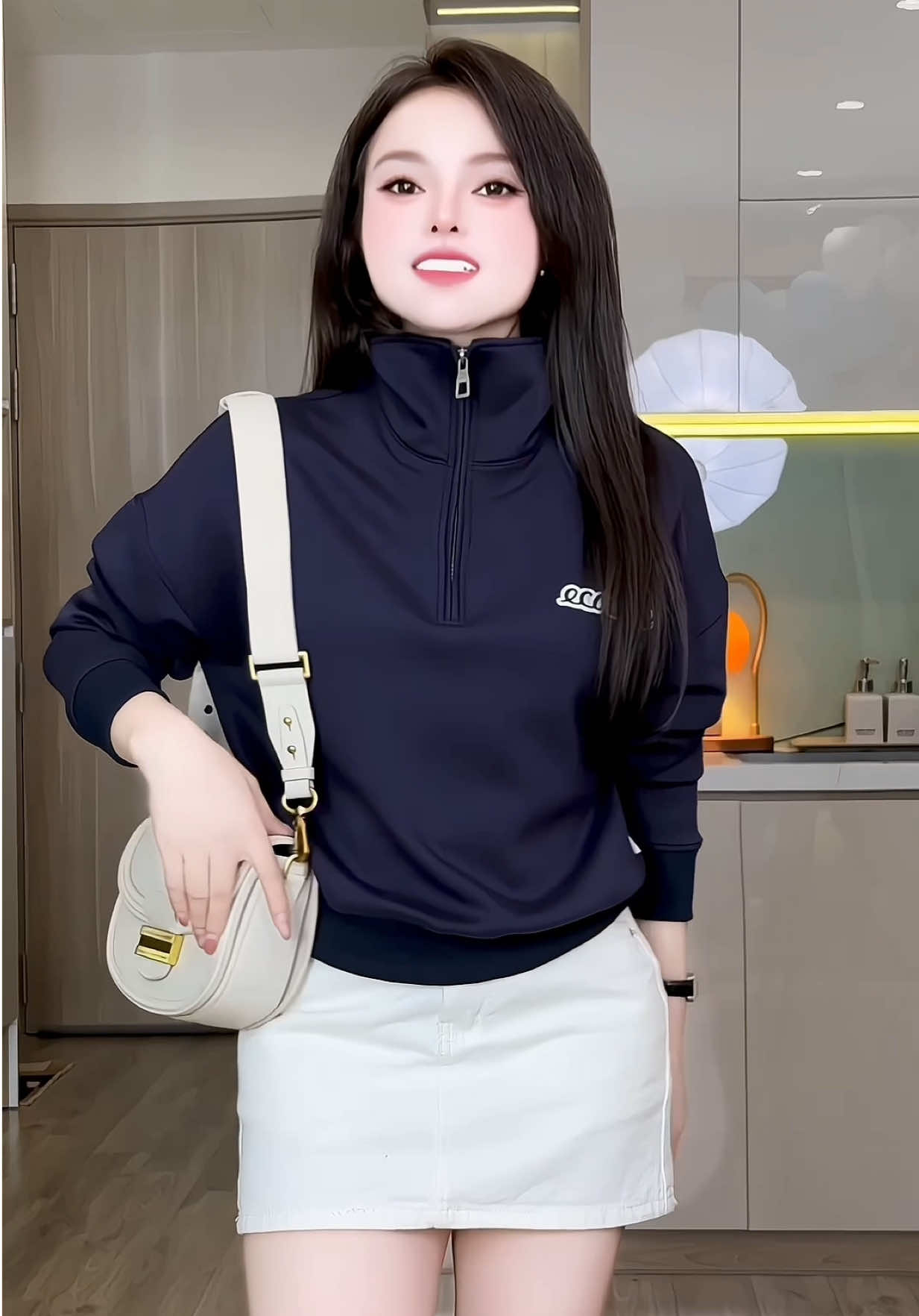 Áo sweater cổ khoá thiết kế sang xịn Ecochic thêu cao cấp bảng màu xinh yêu mặc thích lắm luôn #aoni #aosweater #aoninu #aothunnu #aonisweater