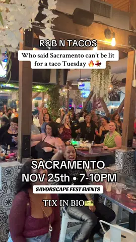 R&B n Tacos 🌮🎶 Taco Tuesday just got a major upgrade 😮‍💨 We’re bringing all the smooth R&B vibes, tacos, and good energy back on Nov 25 • 7–10PM 🔥 🎟️ Admission tickets live now (link in bio / Posh) 🌮 Food & drinks sold separately 🎁 Free raffle entry with every ticket 🔞 21+ only Sacramento, you already know the vibes — this one’s gonna sell out fast. 💃✨ Come to @mayacantinasac for some delicious tacos 🌮  Sounds by @iamdjheartbreak 🎶 #RNBnTacos #916 #SacramentoEvents #sacstate #sac 