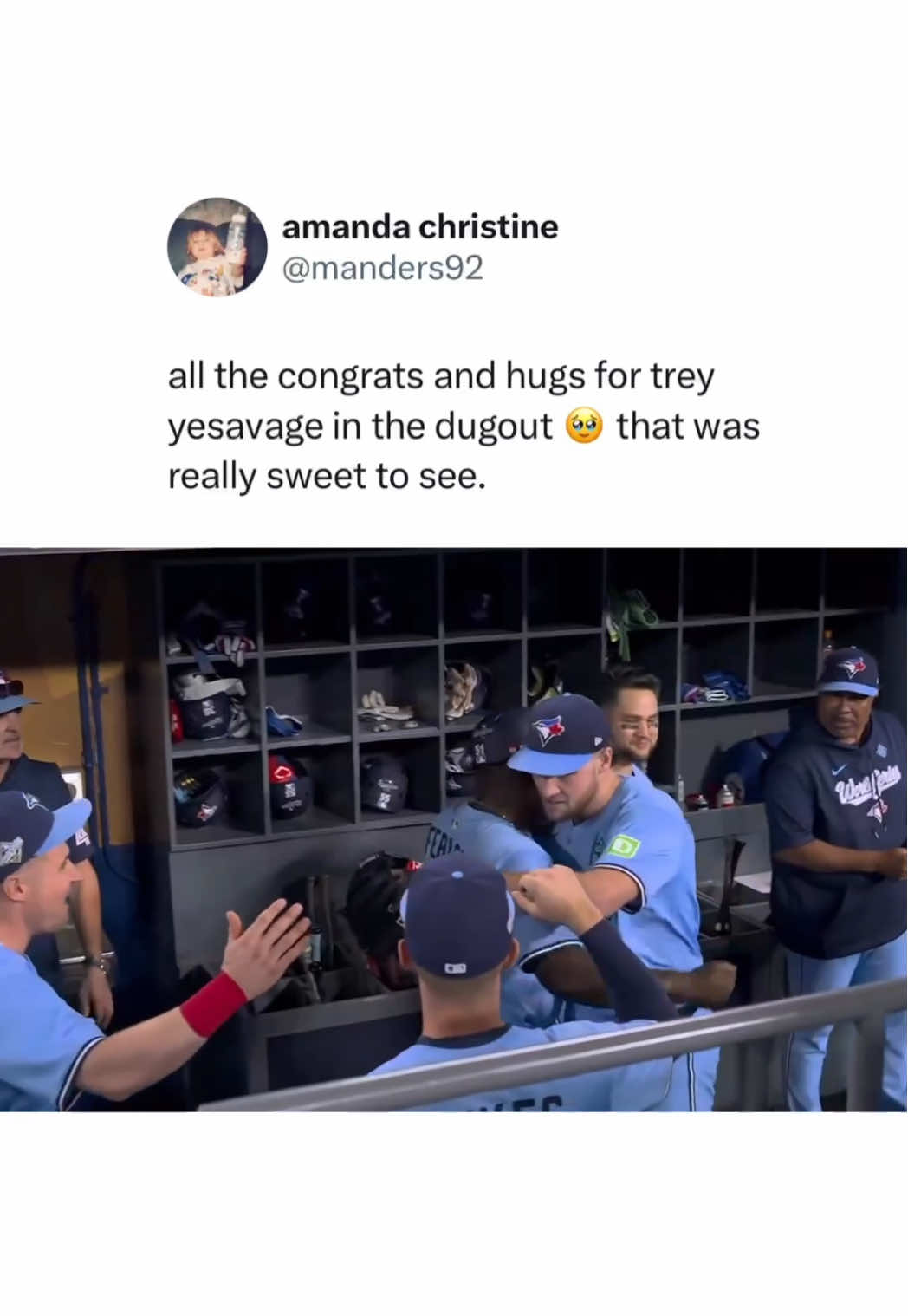 Everyone showed Trey Yesavage some love in the Blue Jays dugout after his Game 5 start 👏 #BlueJays #Baseball #MLB #TorontoBlueJays 
