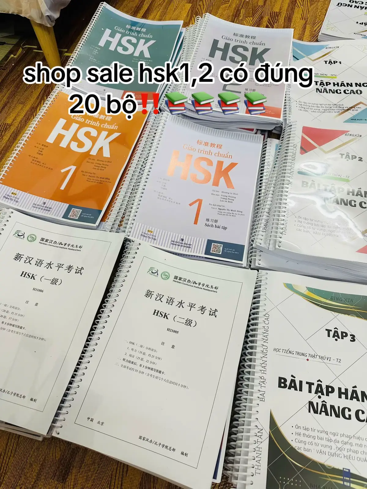 shop có sale đúng 20 bộ thui nhé😖‼️📚📚#sharetailieu #hsk #hoctiengtrung #xuhuong #vairal 