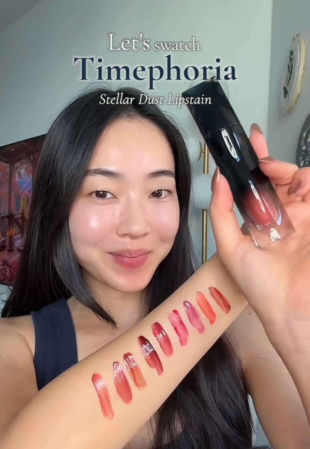 I love the shades 3, 4, 6, and 9 🙊 pigmented, glossy, AND transfer proof 😮‍💨 @timephoriaofficial #timephoria #lipstain #timephoriastellardustlipstain #makeuptutorial #pinklips