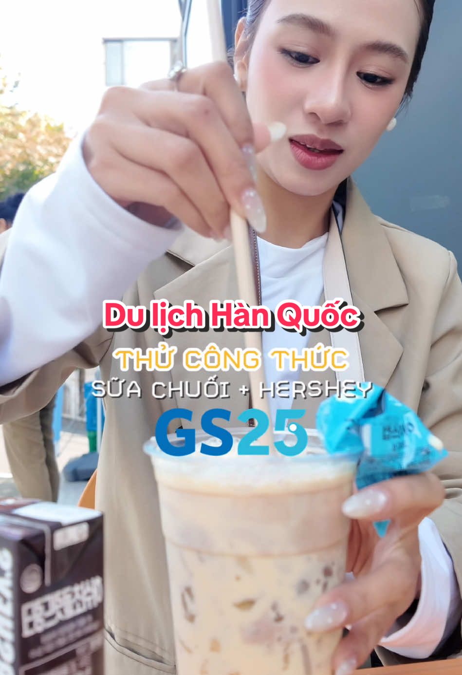 Du lịch Hàn Quốc thì nên ăn gì - Test công thức sữa chuối và Hershey #dulichhanquoc #pupham #seoul 