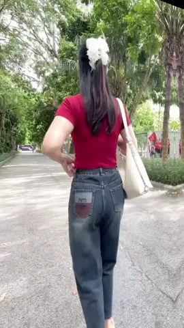 Quần jean baggy túi thêu min cho nàng nấm lùn xinh hết nấc #quanngonu #quanjeannu #thoitrangnu 