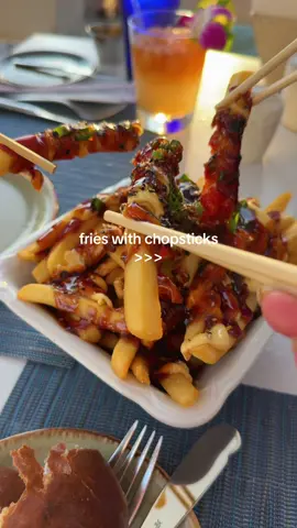 fries hit different with chopsticks 🍟🥢 #kabayaki #frenchfries 