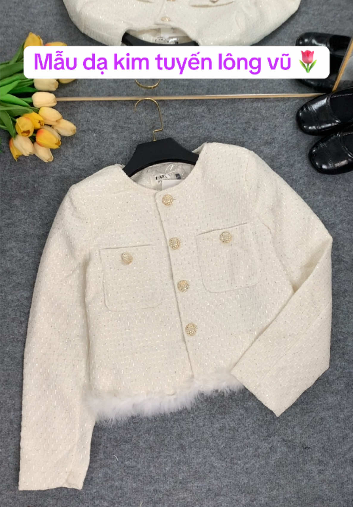 Mẫu dạ lông vũ cho ce 🌷#aokhoac #tet2026 